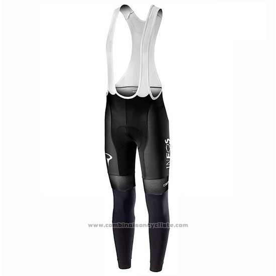 2019 Maillot Cyclisme Ineos Champion UK Blanc Manches Longues et Cuissard